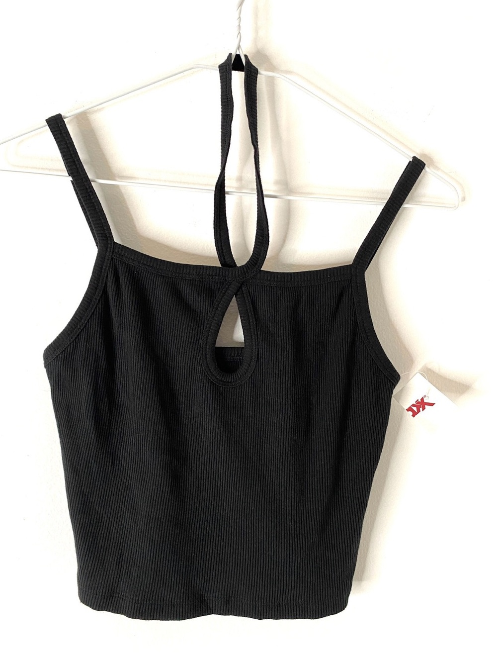 AEO NWT Black Ribbed Halter Cutout Crop Tank Top American Eagle